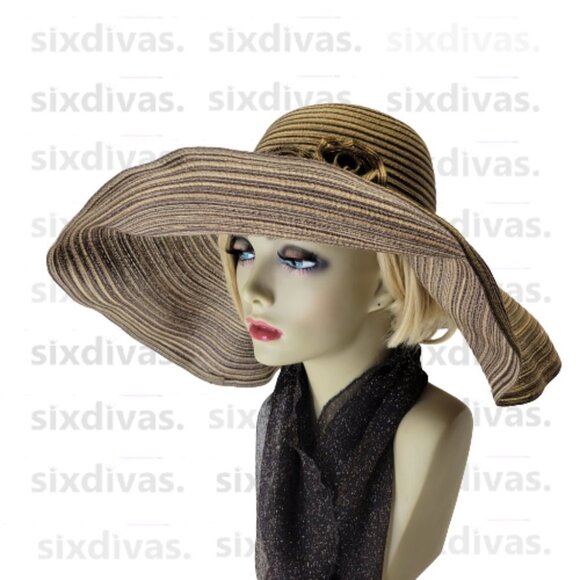 WOMENS Cotton Bendable Wide Brim Large Wedding, Summer Beach Holiday Party Hat - Picture 5 of 16